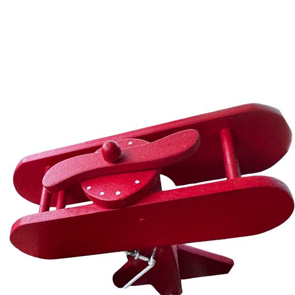 Vintage Wooden Santa Airplane Ornament – Hand-Painted Christmas Folk Art Décor - Picture 7 of 8